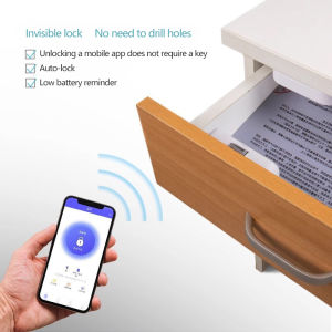 Smart Bluetooth Drawer Lock with APP Control No Drill Invisible Electronic Lock for Cabinets/Wardrobes/Doors Hidden & Secure Design