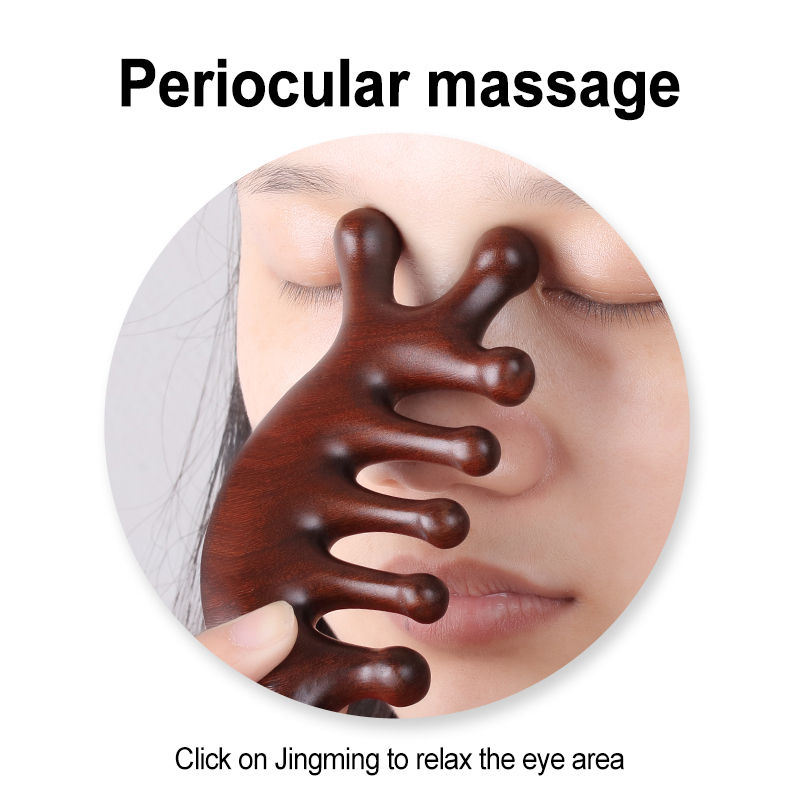 Anti-Static Sandalwood Wide Tooth Meridian Massage Comb, Multifunctional Head & Shoulder Relax Health Care Wooden Comb
_voghion.com
