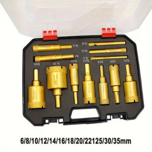 MLADEN 12PCS M10 Brazed Diamond Hole Saw Set Multi Sized Marble Granite Ceramic Tile Drill Bits 6-35mm