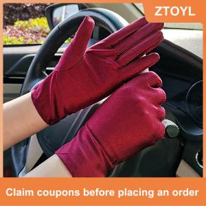 【ZTOYL】 ถุงมือผู้หญิงสำหรับฤดูร้อนครีมกันแดดถุงมือขับรถผ้าฝ้ายบางสีทึบกันลื่นระบายอากาศ