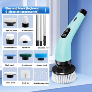 9 in 1 Portable Electric Cleaning Brush Set Kit Scrubber Electric Spin Scrubber Replaceable Cleaning Heads Long Extension Electric Spin Scrubber