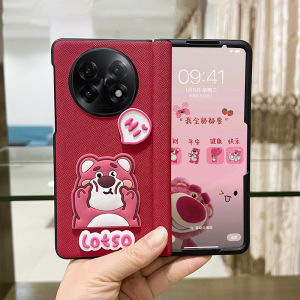 Cute Cartoon Case for OPPO Find N5 Fold with Hand Strap Luxury PU Leather Cover Magnetic Hinge Protective Phone Casing Accessories for OPPO Find N5