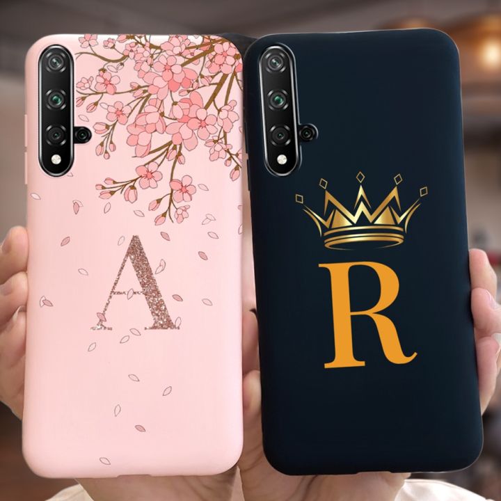 For Huawei Nova 5T Case YAL-L21 Cute Crown Letters Cover Soft