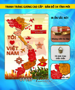 Tranh bản đồ việt nam bản đồ Việt Nam 34 tỉnh tranh Việt Nam Tôi yêu Việt Nam tráng gương UT197