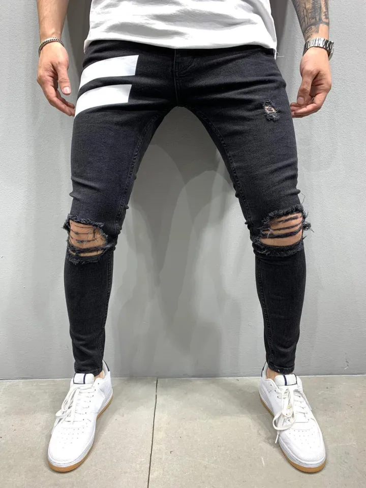 Jeans For Men Mens Skinny Stretch Denim Pants Distressed Ripped Freyed Slim  Fit Jeans Trousers