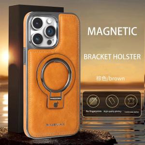 Luxury Leather Folding Invisible Holder Magnetic for Magsafe Phone Case for iPhone 16 Pro Max 15 13 12 14 Stand Shockproof Cover