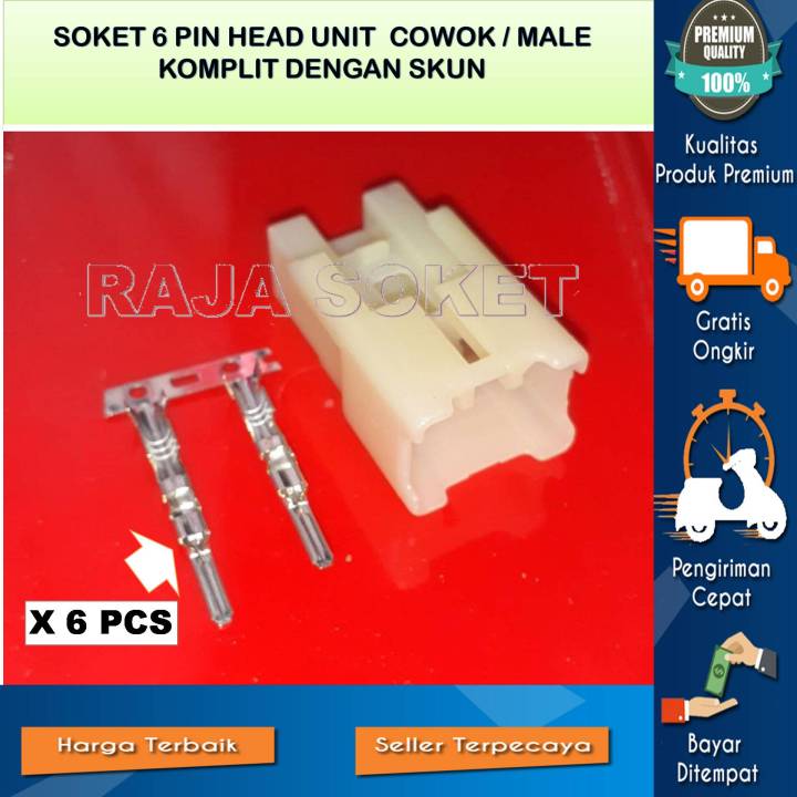 Soket 6 Pin Male Audio Toyota Daihatsu Soket Socket Konektor Connector Kabel 6 Pin Mobil 