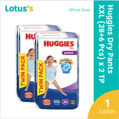 Huggies Dry Pants XXL (28+6 Pcs) x 2 Twin Packs(1 Carton)