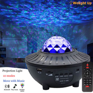 LED Star Projector Night Light Galaxy Starry Light Lamp Ocean Wave Projector With Music Bluetooth Speaker Remote Control For Kid