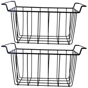 2 Pack Refrigerator Baskets Ventilated Metal Grids Organizers With Corrosions Resisent Coating for Cold Storage