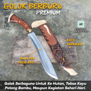 Golok Kebun Tebas Baja Per Serbaguna Kukri Mala Ukir Ukuran Besar Golsem Kukri