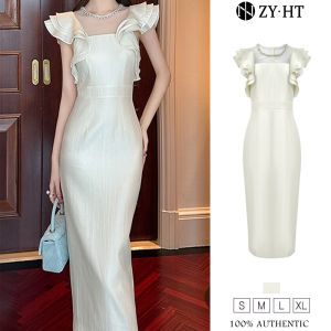 ZYHT EraVogue เดรสผู้หญิง เดรสสีขาว เดรสแขนกุด เดรสซาติน เดรสทำงาน เดรสไฮโซ เดรสวินเทจ เดรสออกงาน เดรสปาร์ตี้ ชุดราตรี 30885