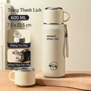 Bình Giữ Nhiệt Inox 316 Cao Cấp 600ml Có Ly Uống Kèm Ống Hút Bình Nước Văn Phòng Cao Cấp