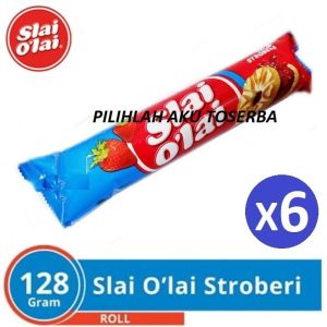 Biskuit Slai Olai Strawberry Roll / Slai Olai Stroberi Roll 128 gr ( HARGA 1 PAKET ISI 6 )