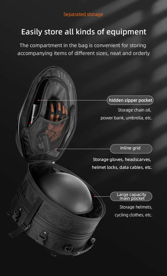 ROCKBROS Motorcycle Tail Bag 35L Large Capacity Helmet Bag Rear