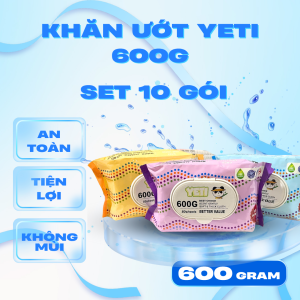 10 Gói Khăn Không Mùi YETI 600g Khổ vải bi lớn dầy 13x19cm Gói 70 tờ Khăn ướt không cồn dùng được cho bé Hàng xuất khẩu siêu rẻ Màu Ngẫu nhiên.