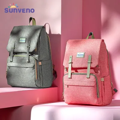 SUNVENO fesyen Diaper Bag Mommy Maternity Nappy Bag kapasiti besar perjalanan ransel beg kejururawatan untuk penjagaan bayi