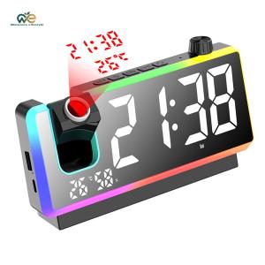 Digital Alarm Clock Large LED Display RGB Night Light LED Mirror for Hearing Impaired & Deaf People[Winnereco Lifestyle]