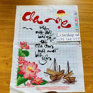 Tranh thêu chữ thập CHA MẸ đã thêu 66x50cm thành phẩm 222693