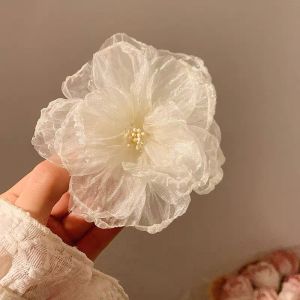 【 In Stock 】Korean Style Sweet Mesh Flower Hairpin Seaside Holiday French Fairy Flower Hairpin Jepit Rambut Bunga Jala网纱花朵发夹