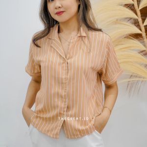 THEGREAT - Cika Stripe Shirt (Short-sleeved)