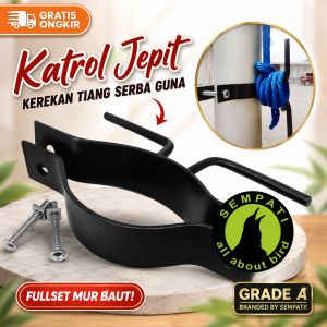 SEMPATI Klem Katrol Burung Perkutut Klem Tali Katrol Gantangan Gantung Sangkar Kandang Burung Perkutut Penjepit Katrol Besi Clamp Tiang Bendera Fullset Mur Baut Grade A Tebal