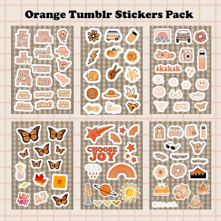 Orange Tumblr Stickers / stiker tumblr oren/ stiker aesthetic/stiker jurnal/stiker hp laptop ...
