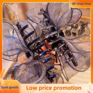 ✨QK shop✨ Black Mesh Bow Rhinestone Hair Claw Vintage Elegant Hair Clamp Hairpin Shark Clips For Women Fashion Hair Accessories