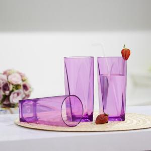 CPM Crystal Glass Set Of 3 Pcs Purple/ Gelas Plastik