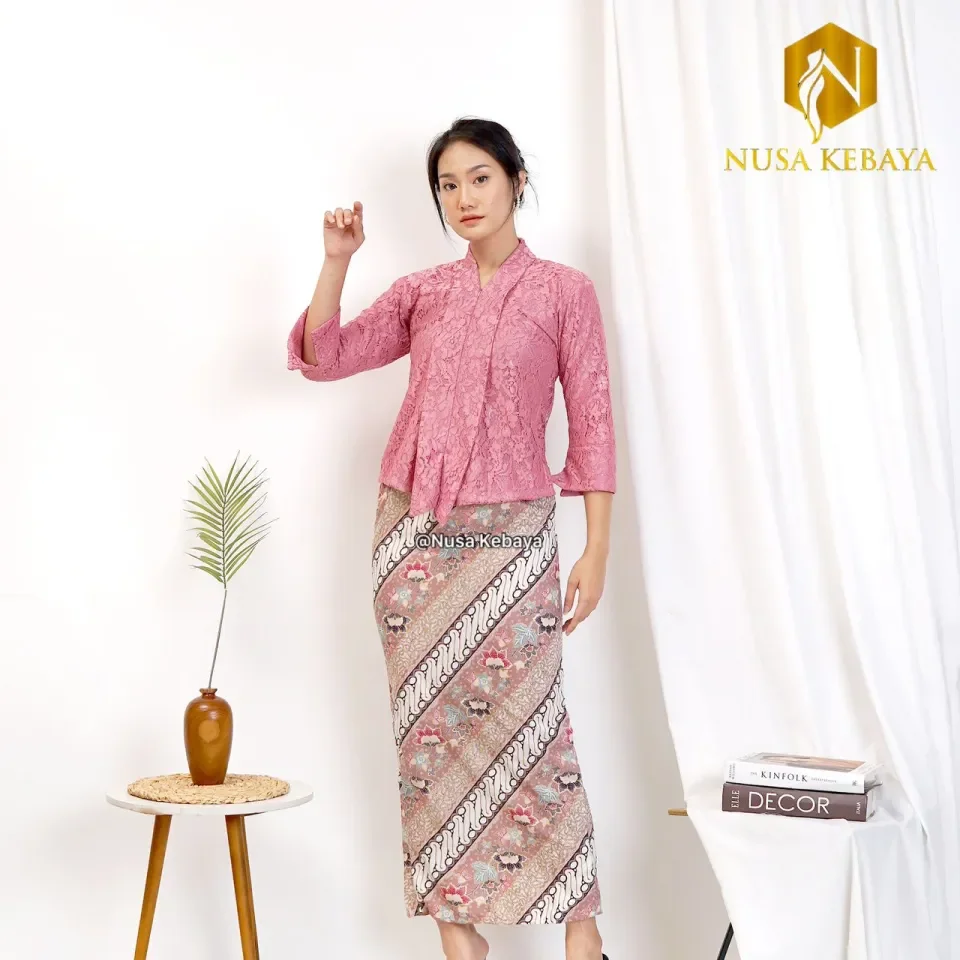 kebaya Wisuda Model Floy Brukat Full Puring Size M L XL XXL Jumbo Set Rok  Span Batik