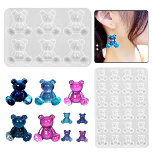 Animal Bear Hair Pin Mold Silicone Epoxy Barrette Mold Agate Earrings Mould for DIY Crafts Making Accessories