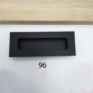 Invisible Handles Black Aluminium Alloy Barn Drawer Doors Hidden Handles For Interior Door Knobs