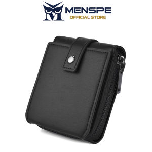 MENSPE Fashion Wallet Mens Simple Short Wallet Retro PU Buckle Coin Purse Business Multi-Card Position Large Capacity Zipper Wallets Travel Purses Coin Pouch ID Credit Cards Holders