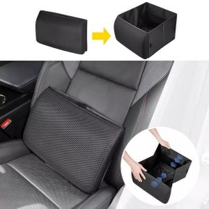 2-in-1 Car Storage Box Lumbar Cushion Foldable Large Capacity Car Lumbar Support Cushion Rectangle Quick Rebound