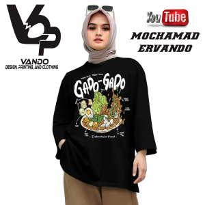 Kaos Pria Distro Lengan Panjang Gado-gado Makanan Indonesia Hitam