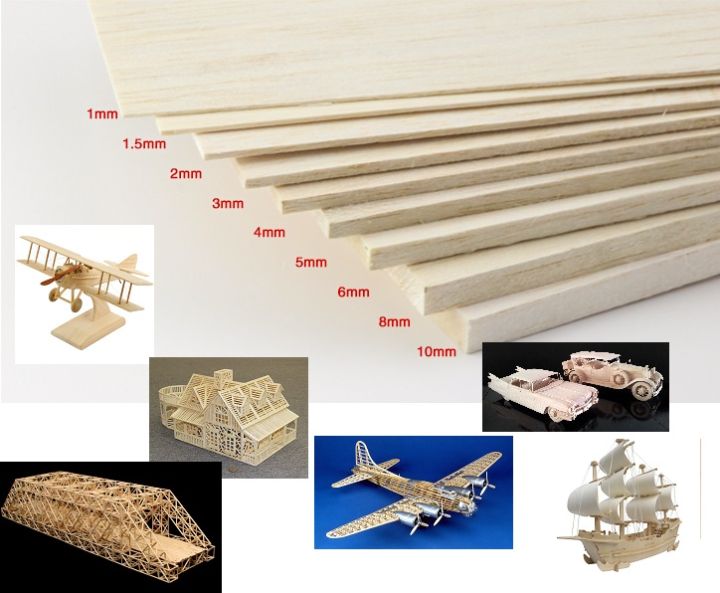 [12x33cm] Combo gỗ Balsa siêu nhẹ dễ cắt chuyên làm mô hình dày 1mm, 1.5mm, 2mm, 2.5mm, 3mm, 4mm, 5mm - Luân Air Models