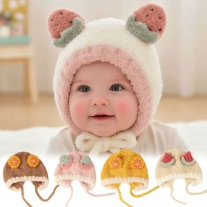 MARBLEX Thickened Autumn Winter Hats Cute Fruit Cold-proof Warmer Warm Bonnet Cartoon Warm Newborn Cap Outdoor