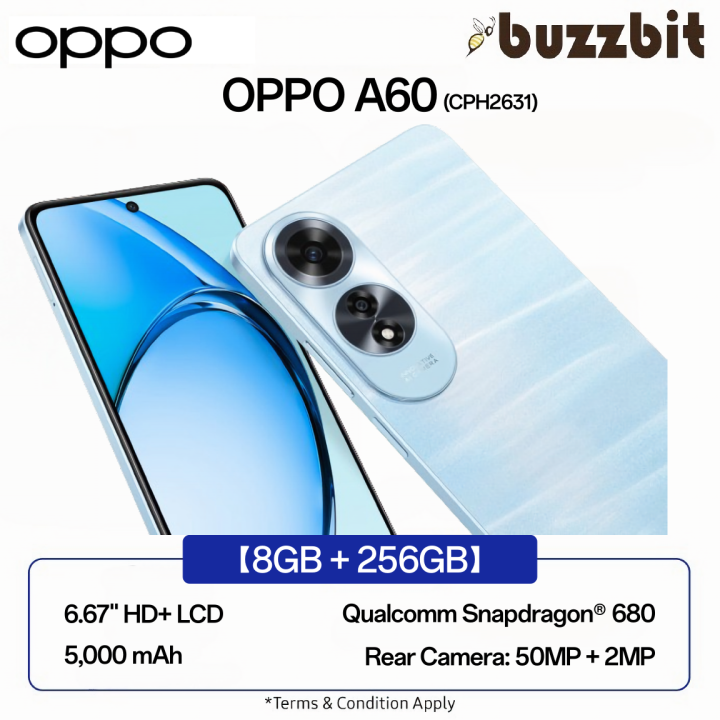 【8GB + 256GB】OPPO A60 (CPH2631) | 45W SUPERVOOC | Dual Stereo Speakers ...