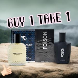 buy 1 get 1 free gift combo - strong spicy woody notes in Poison & fresh bergamot in Brave Man - 100ml Eau de Toilette Mens Fragrance Set