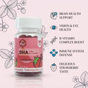 Dr. Vita DHA Gummies with DHA & Ginkgo Biloba | Zinc Phosphatidylserine Vitamin C & B-Vitamins | Easy-to-Take Chewable DHA Supplement