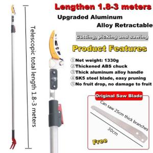 Fruit Picker With Pole Tree Branch Cutter Fruit-picking Scissors Height Adjustable Multifunction Fruit Picker Garden Telescopic Fruit Tree