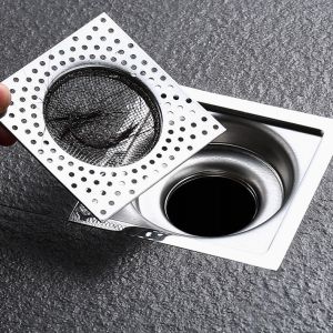hower Floor Square Stainless Steel Drain Strainers - Shower Drain Hole Anti Clogging Strainer - Kitchen & Bathroom Floor Drains Filter - Drain Hair Catcher