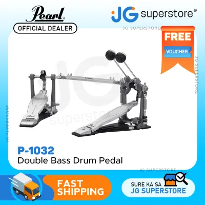 Pearl P1032 Eliminator Solo Black Double Bass Drum Pedal with Interchangeable Black Cams Control Core DuoBeaters 3-position Footboards | JG Superstore