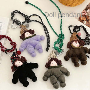 LUCKFRE Car Keyring Curled Girls Doll Pendant Decoration Korean Style Creative Stuffed Plush Dolls Kawaii Plush Bag Hanging Plush Curly Hair Doll Keychain Student
