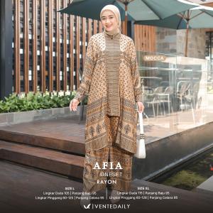 Ventedaily - Afia One Set Jumbo Busui Motif Etnik Baju Rumahan Wanita Kekinian Rayon Nyaman Setelan Tunik Rayon Motif Floral untuk Lebaran