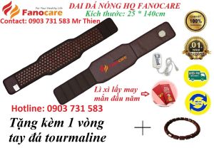 Đai đá nhiệt nóng HQ Fanocare KT 25*140cm kèm laze giảm mỡ bụng giảm đau lưng thoát vị đĩa đệm (Tặng 1 vòng tay đá)