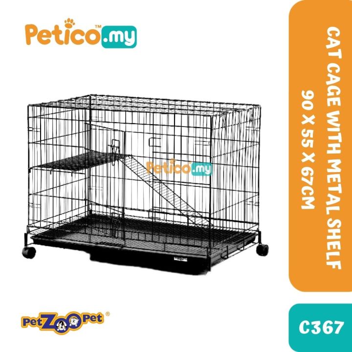 Petzoo C367 Cat Cage With Shelf Wheels 90x55x67cm Lazada