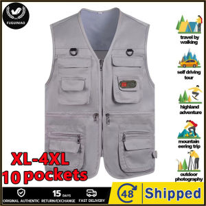 G&MN Men Waistcoat Solid Color Multi Pockets Zipper Sleeveless Spring Vest for Fishing Mesh Cargo Sleeveless Jacket Tactical Vest