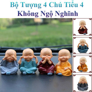 Bộ Tượng 4 Chú Tiểu 4 Không Trang Trí Xe Hơi Bàn Làm Việc