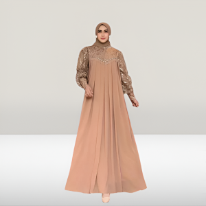 Gamis Terbaru 2024 Kekinian Shenna Gown Ceruty Babydoll Mix Brukat Dress Kondangan Wanita Elegan